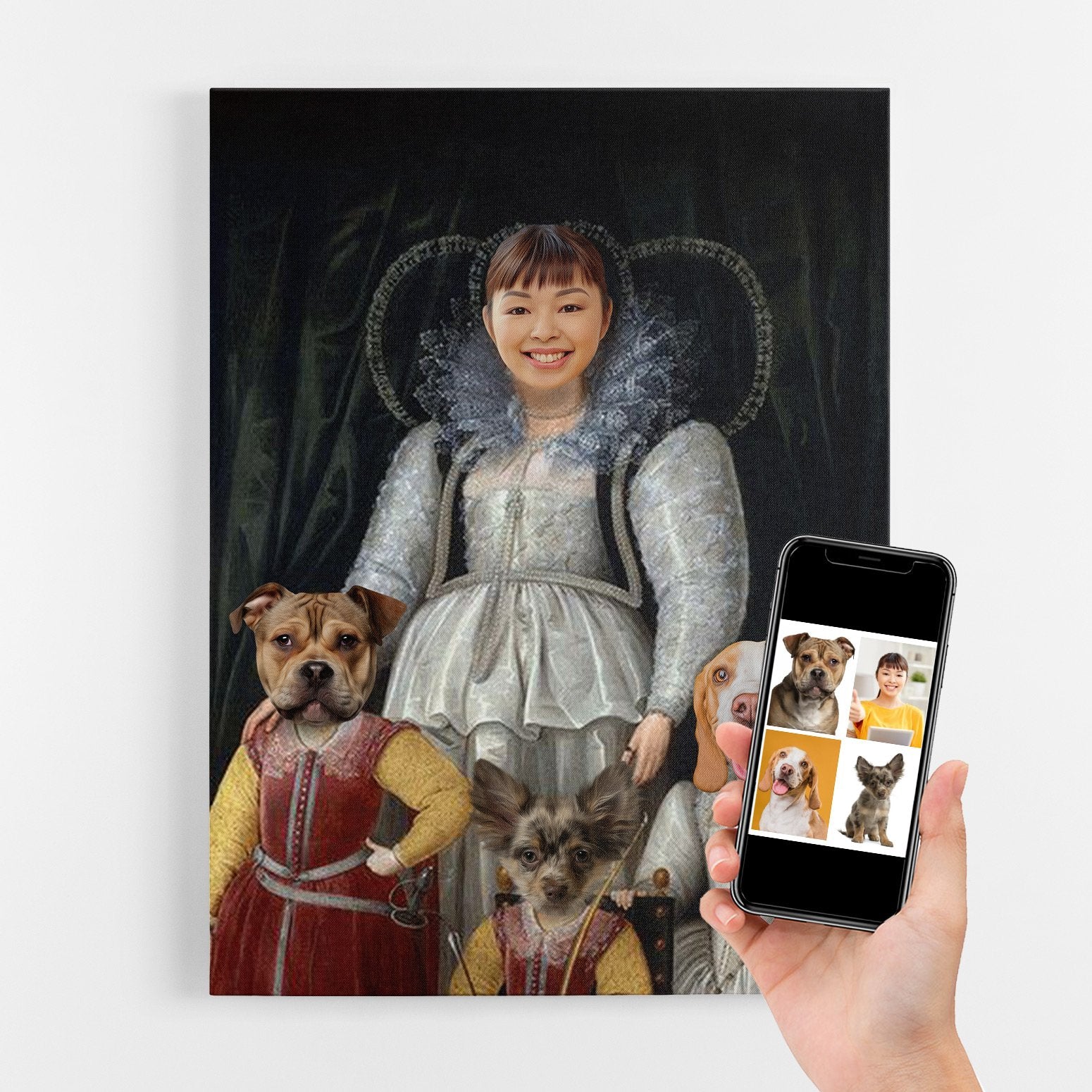 Dog Victorian Mum & Children Portrait Canvas