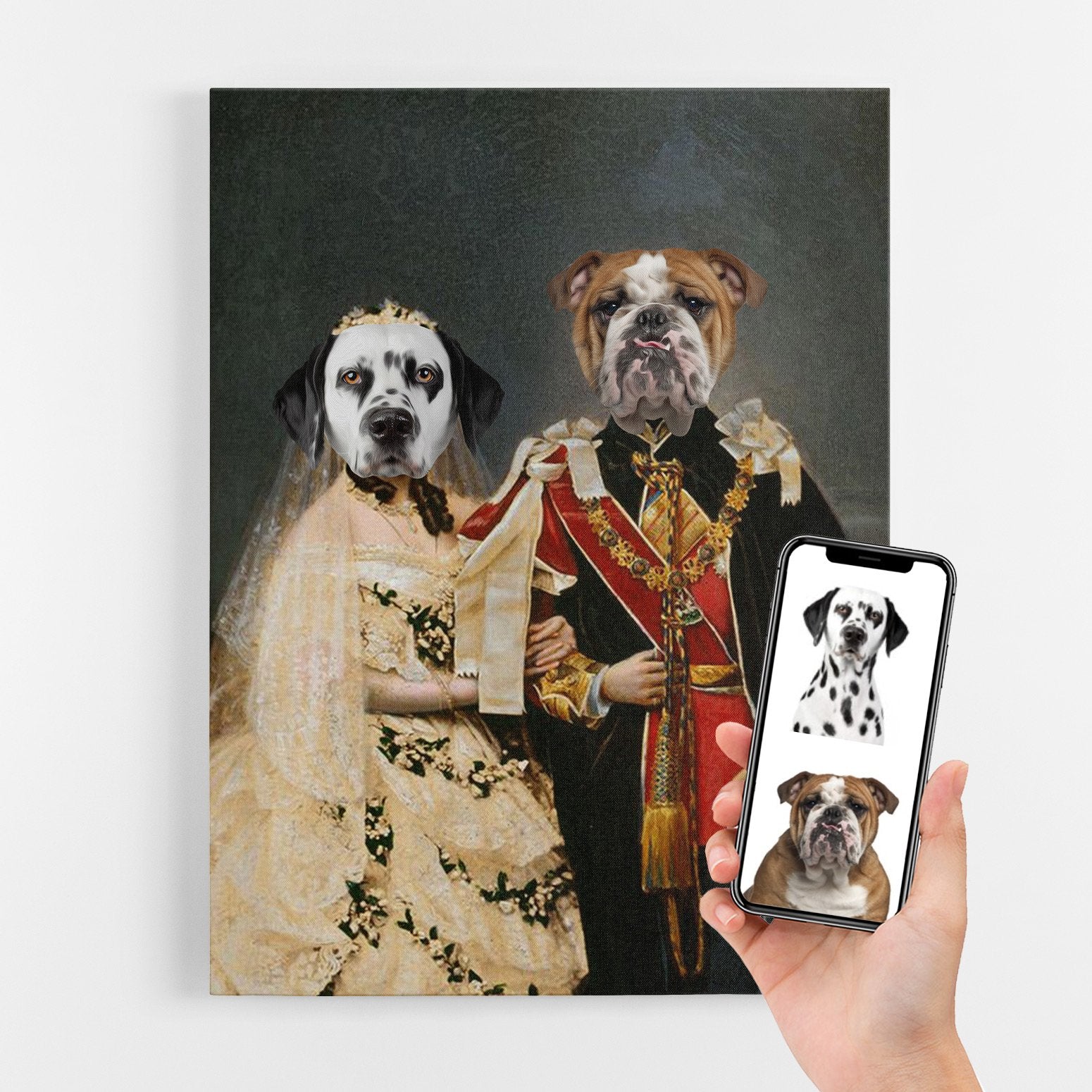 Dog Royal Historical King & Queen Wedding Portrait Canvas