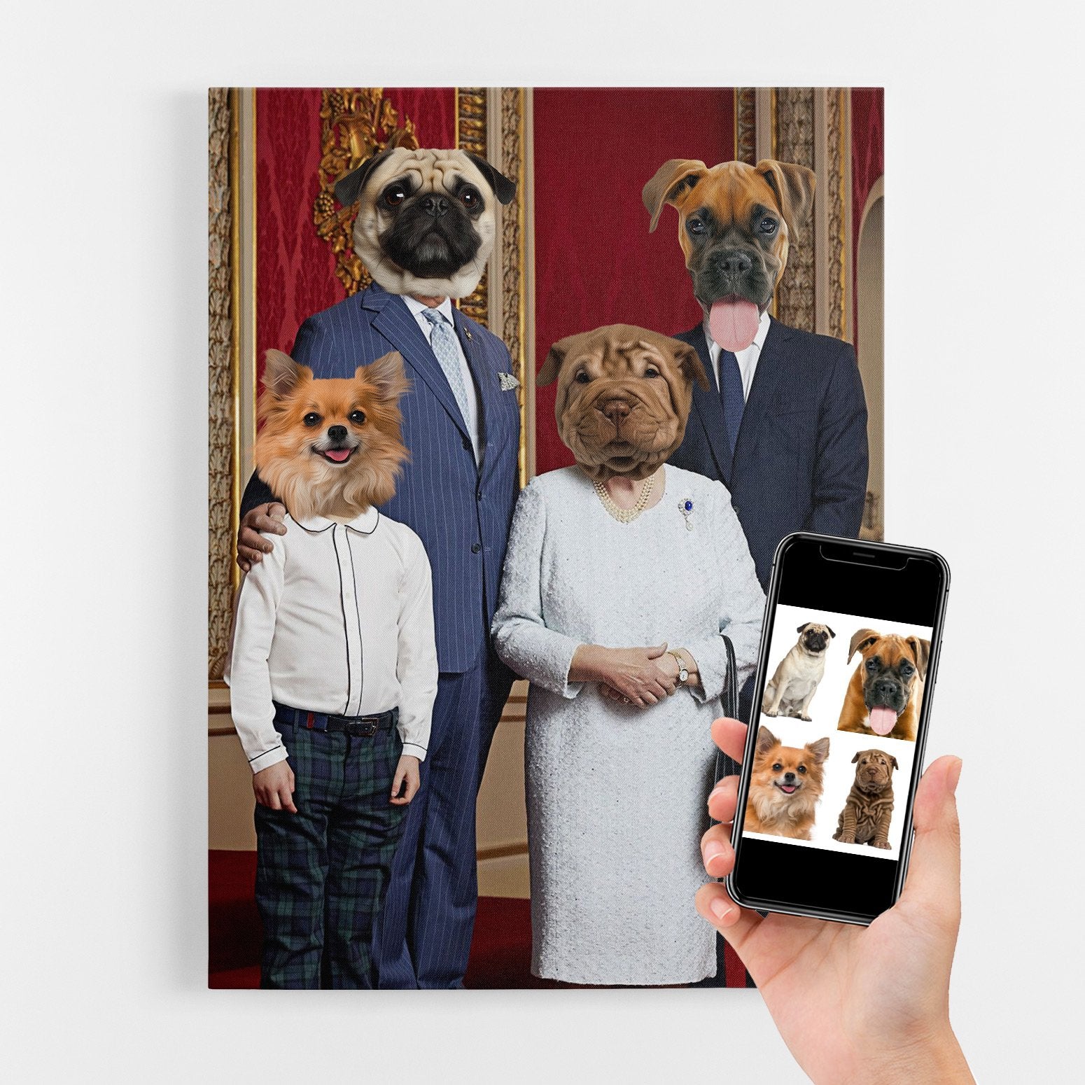 Dog Modern Day Royal Family Portrait Canvas
