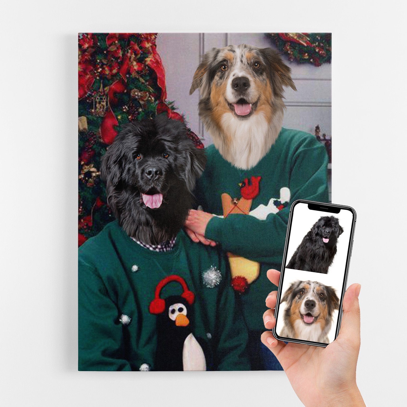 Dog Couple Christmas Portrait