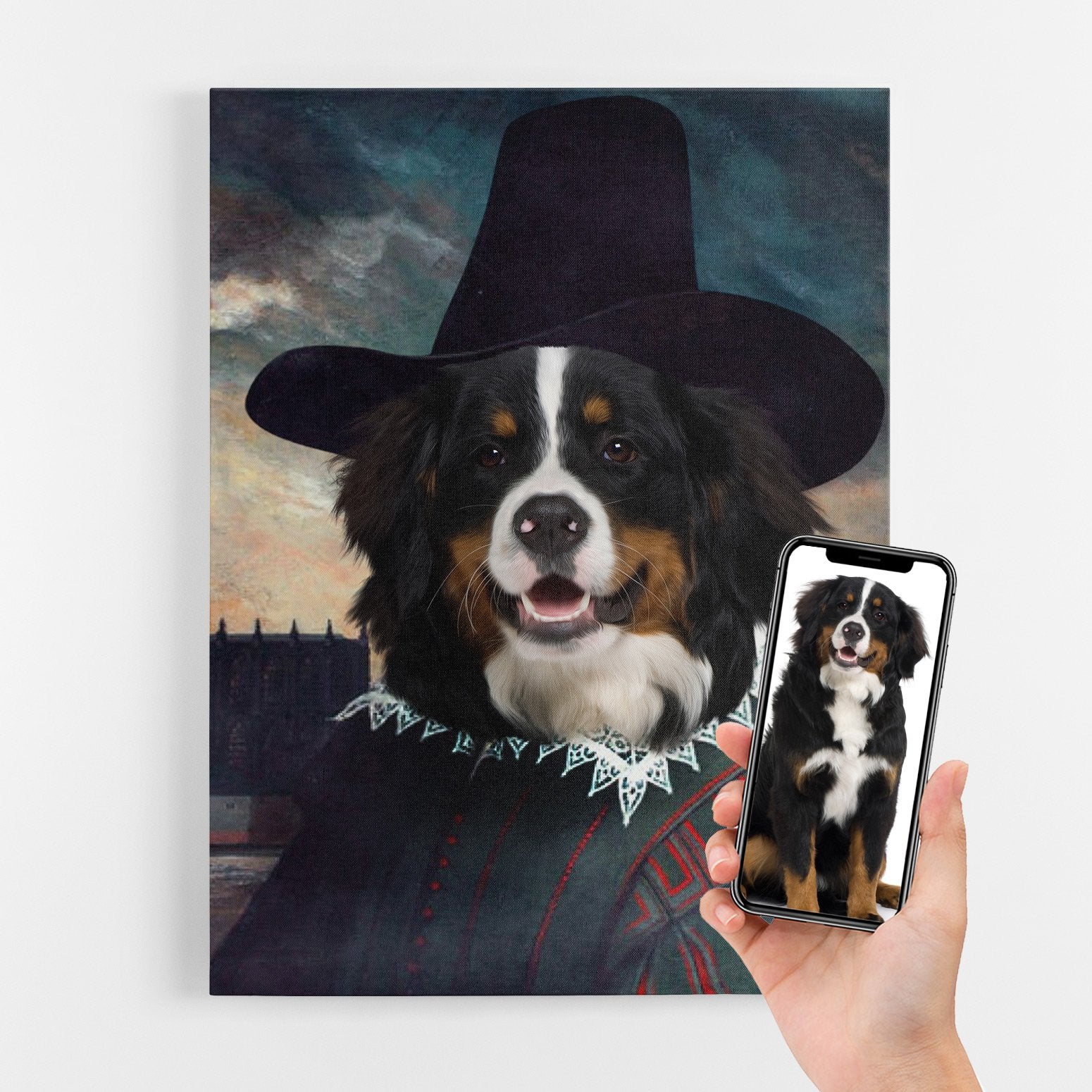 Dog Guy Fawkes Portrait Canvas