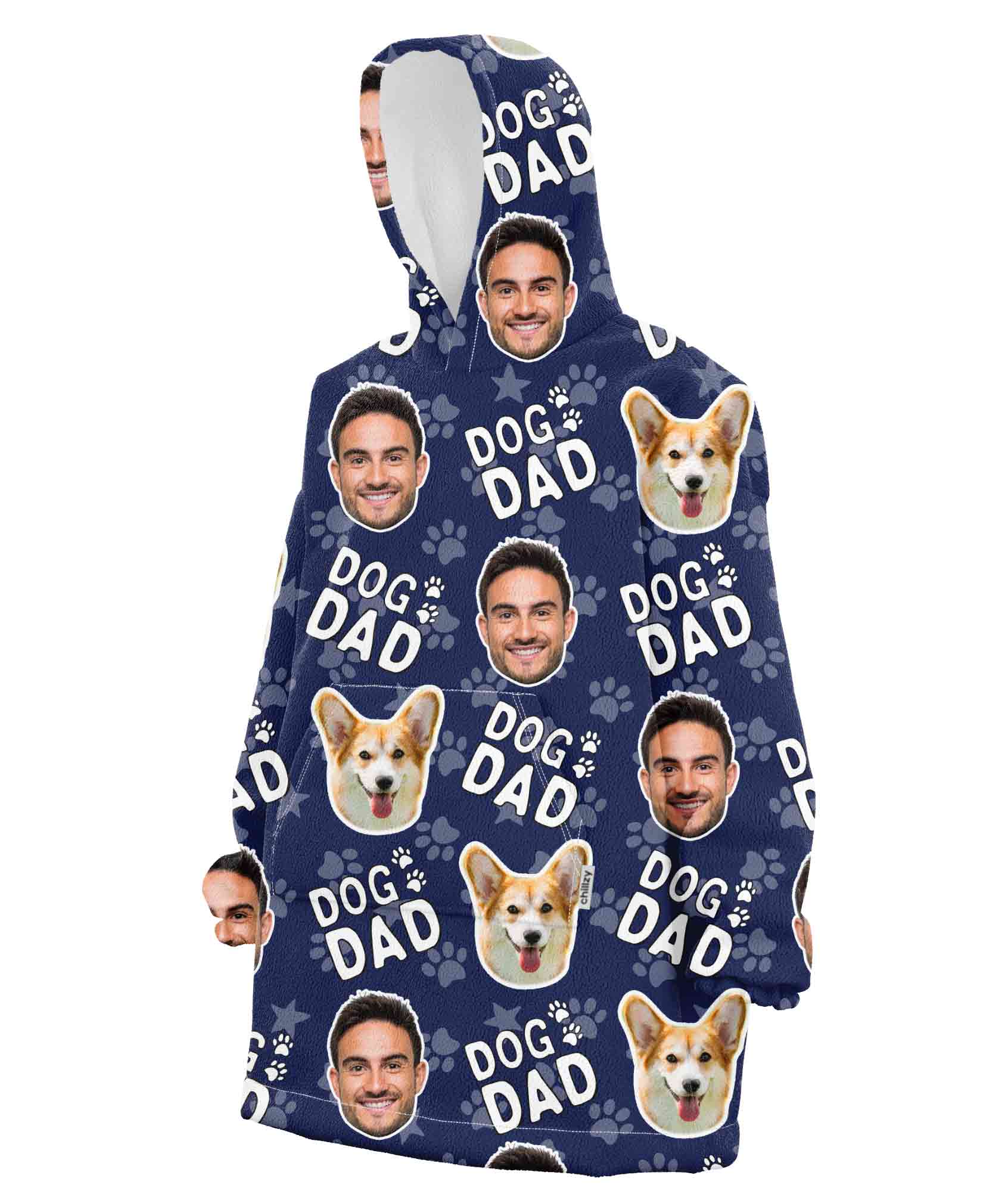 Dog Dad Personalised Hoodie Blanket