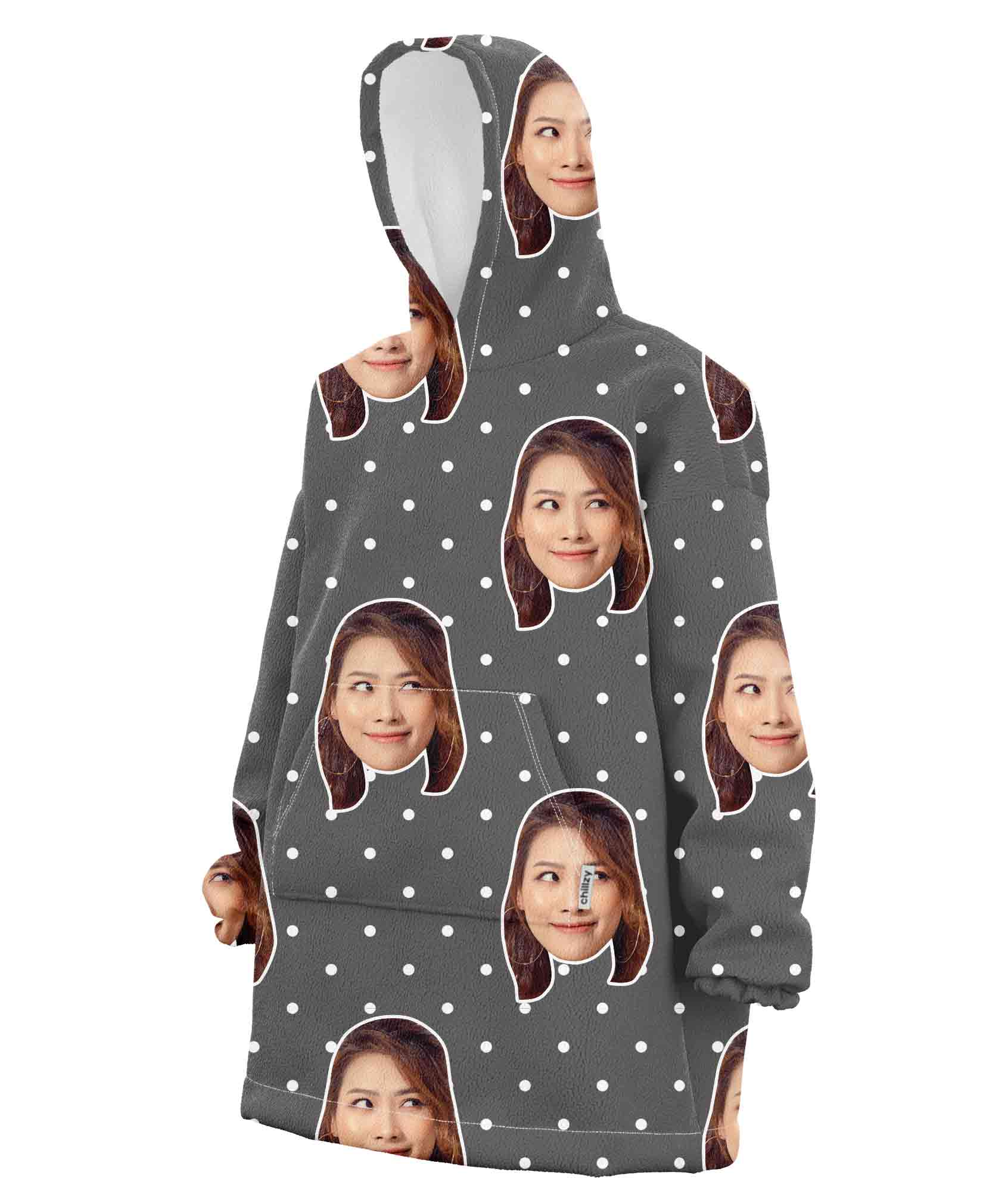 Spotty Face Custom Hoodie Blanket