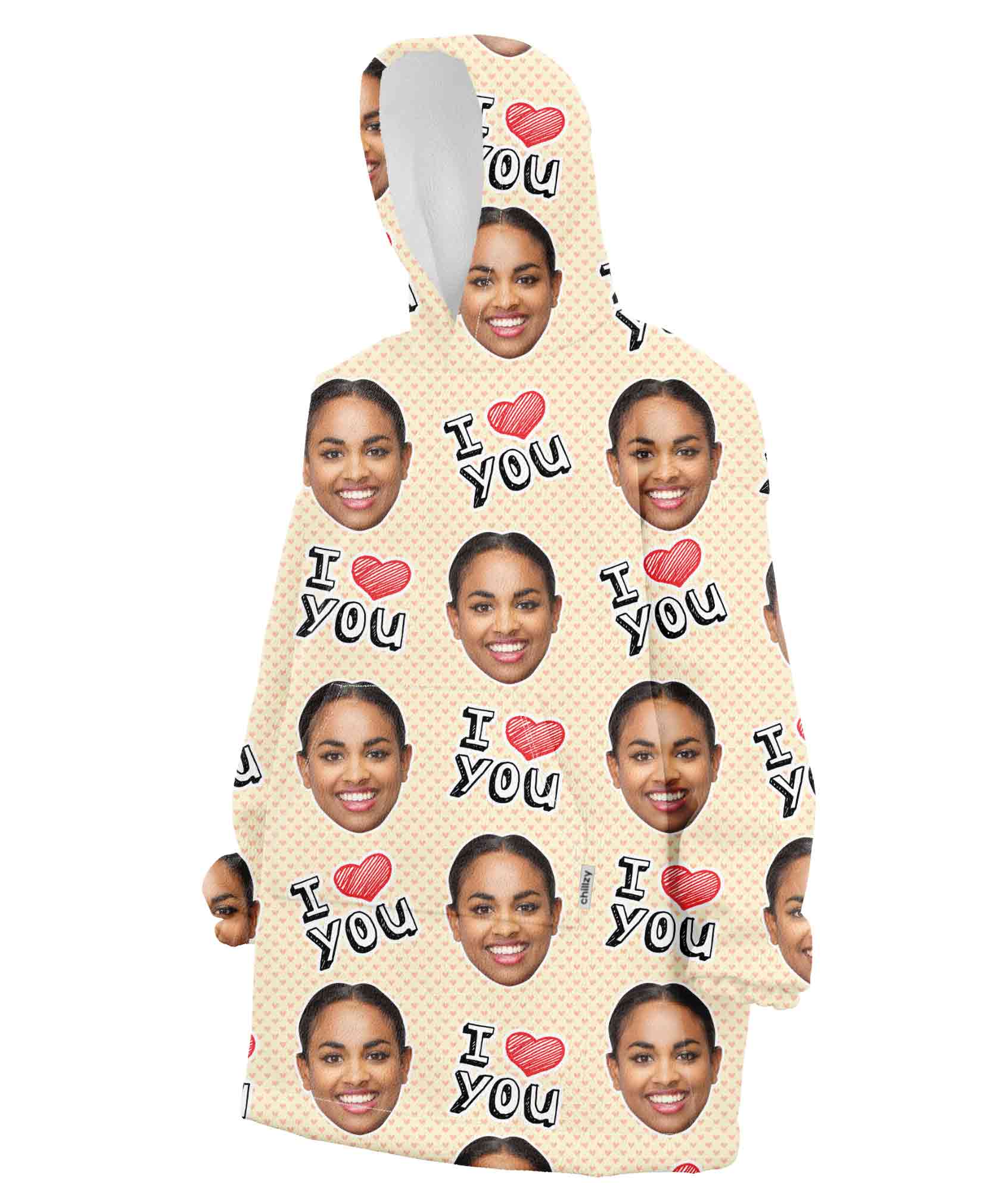 I Heart You Custom Hoodie Blanket