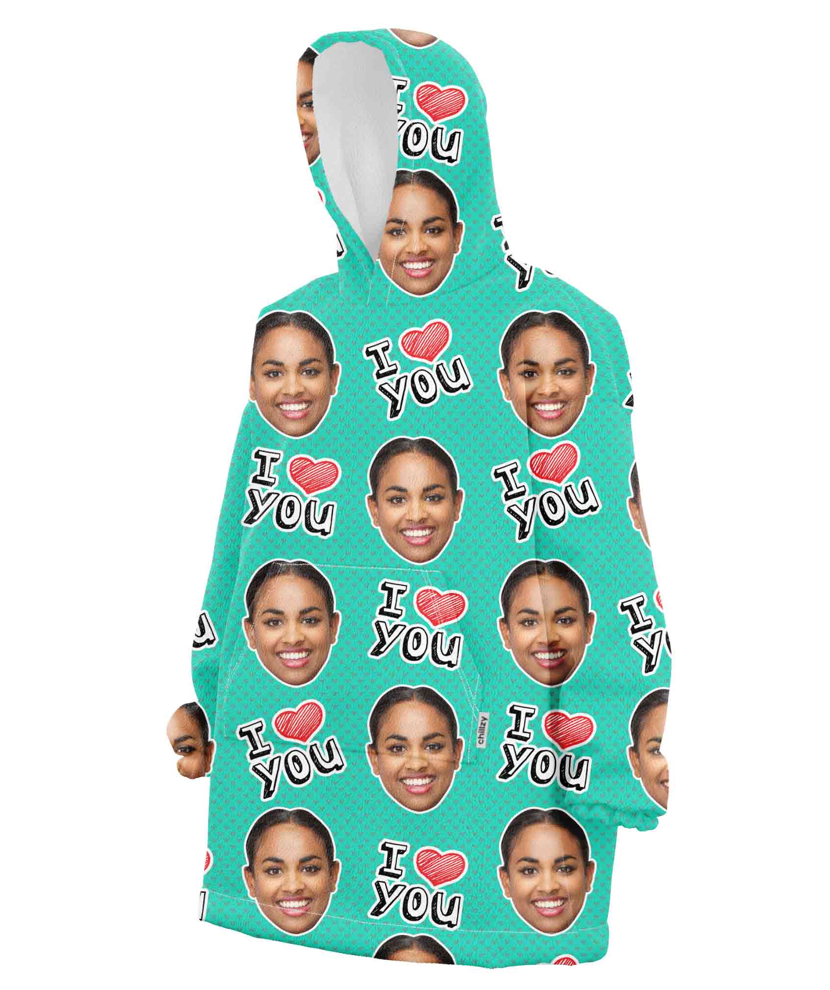 I Heart You Custom Hoodie Blanket