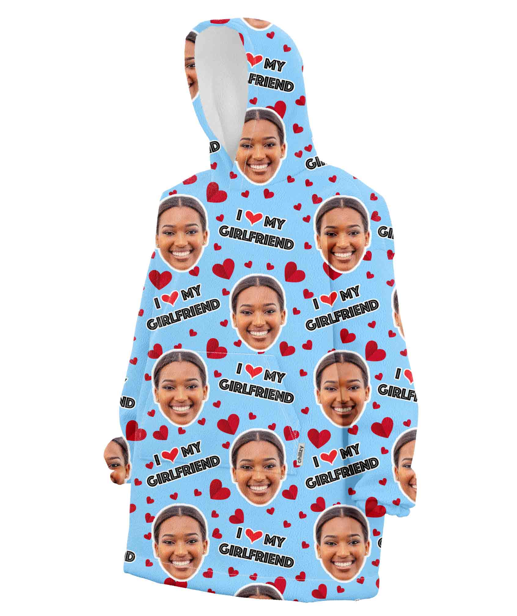 I Love My Girlfriend Custom Hoodie Blanket