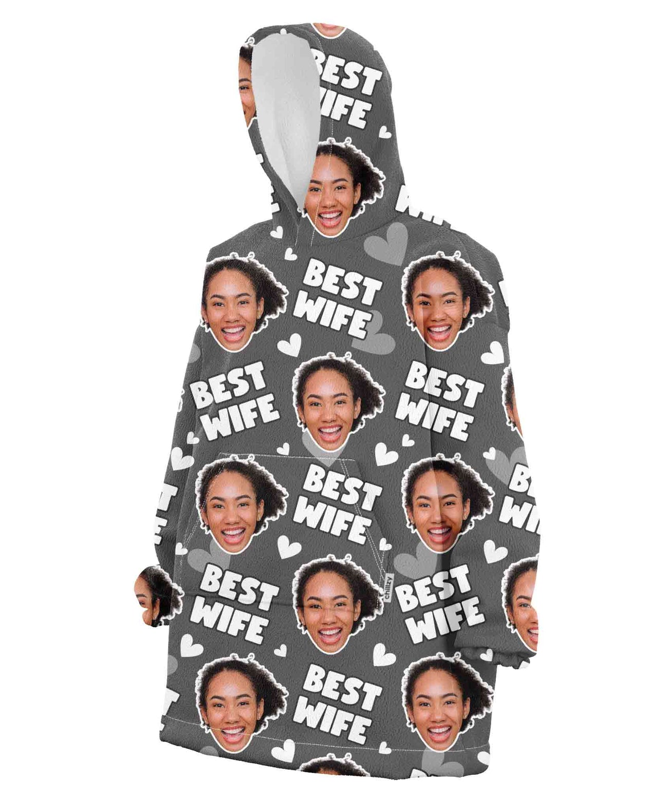 Best Wife Hoodie Blanket Custom Face Blanket Hoodie