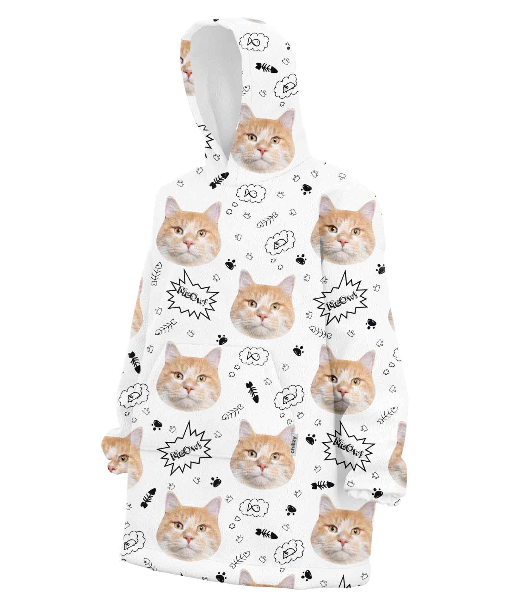 Your Cat Meow Personalised Hoodie Blanket