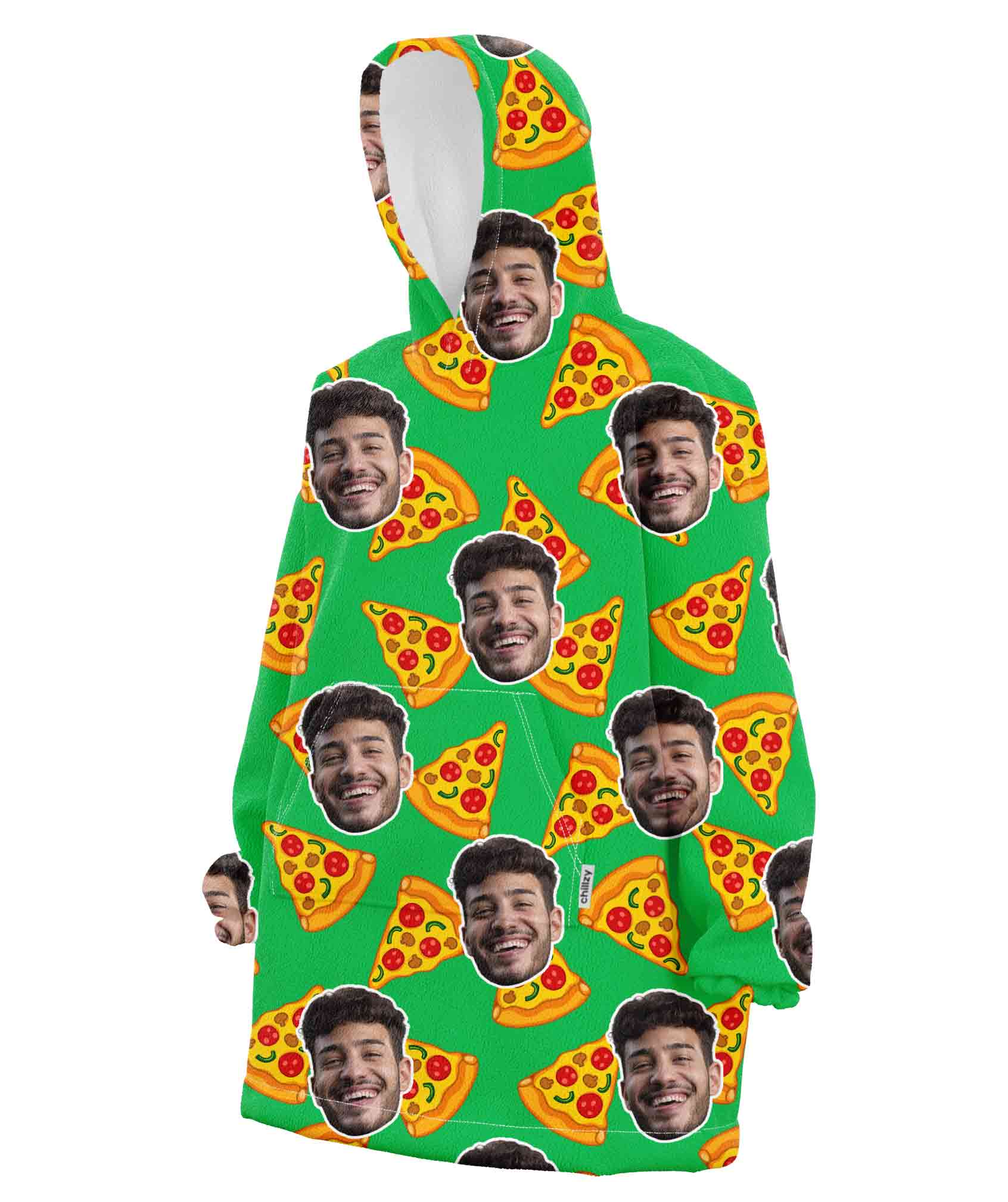 Your Face Pizza Personalised Hoodie Blanket