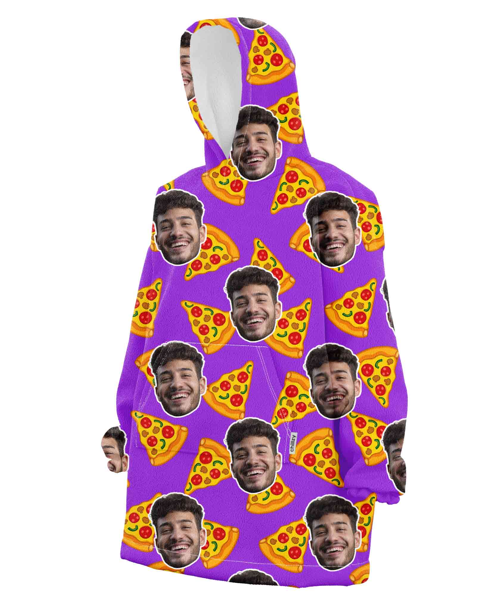 Your Face Pizza Personalised Hoodie Blanket