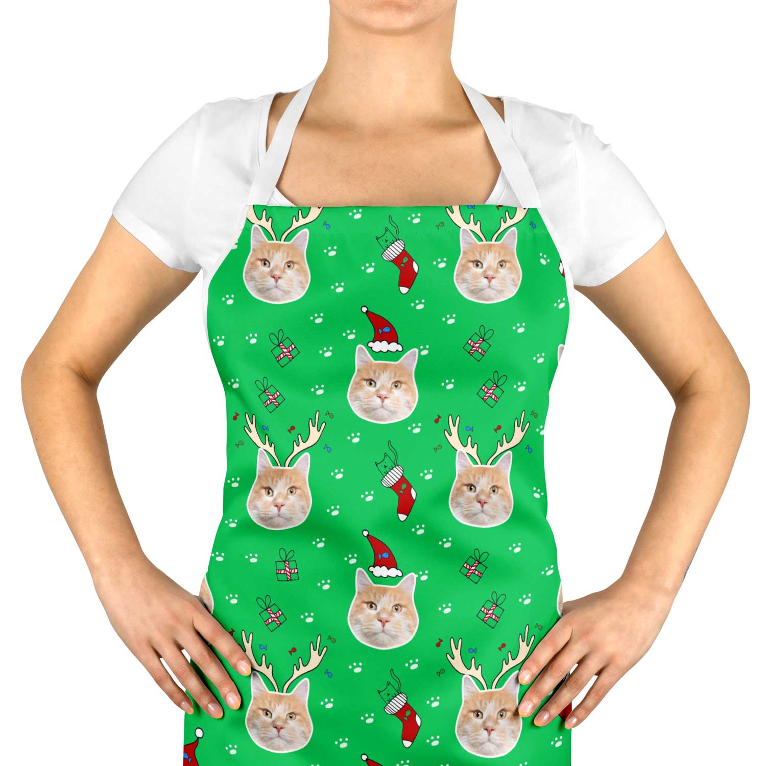 Christmas Cat Personalised Apron