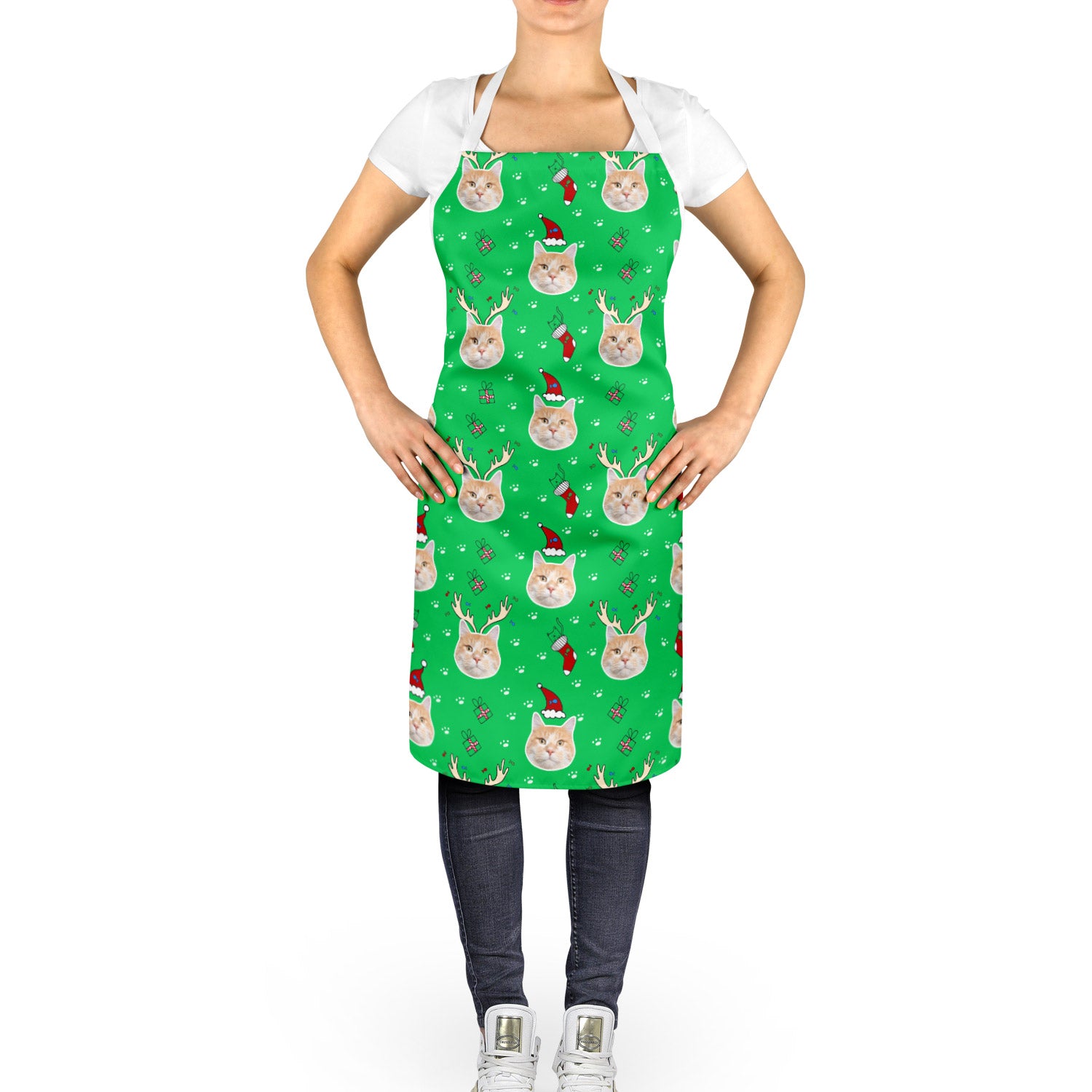 Christmas Cat Personalised Apron