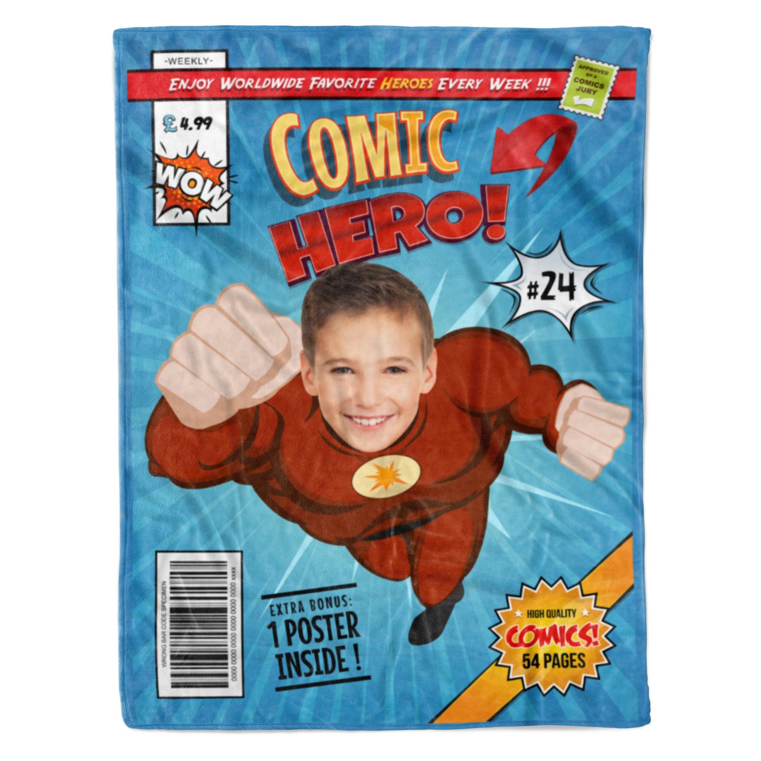 Comic Hero Magazine Personalised Blanket