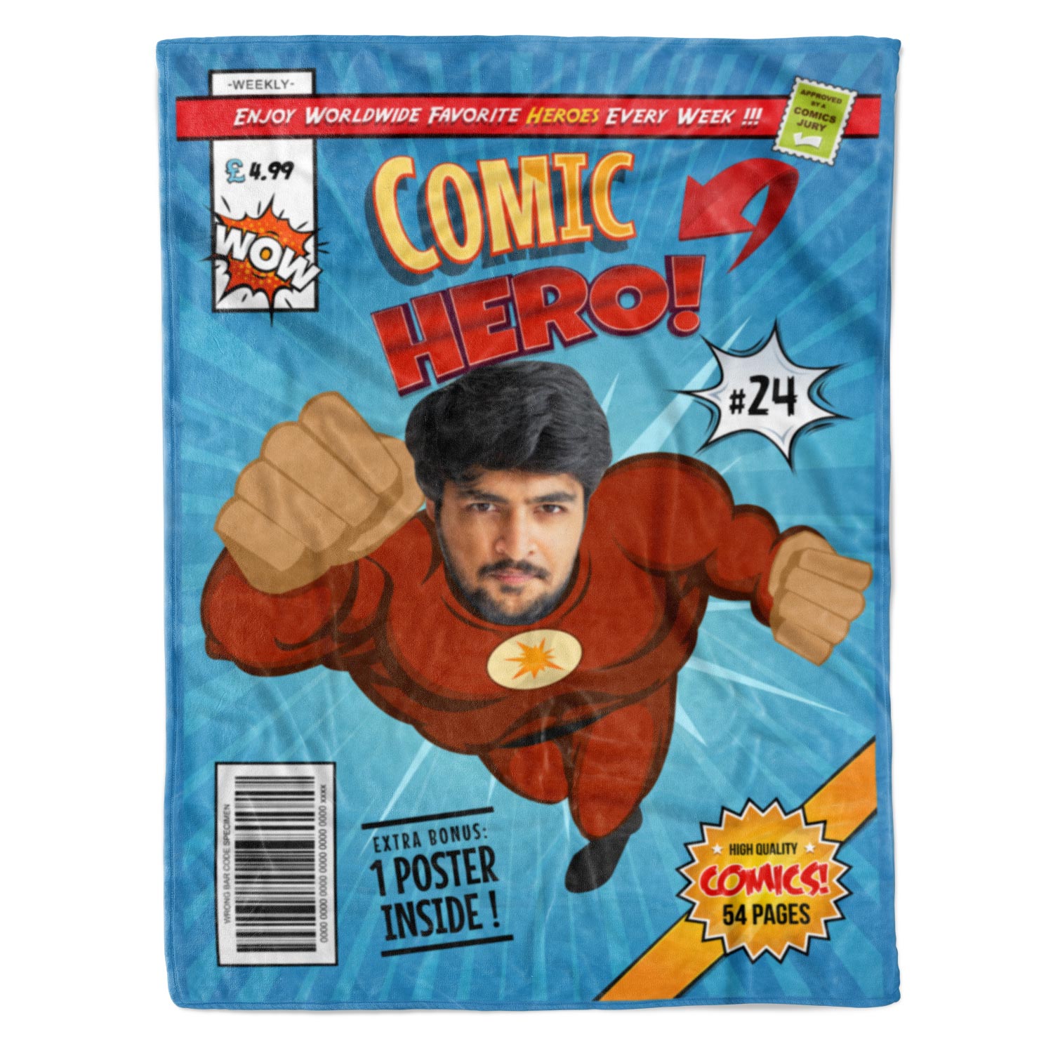 Comic Hero Magazine Personalised Blanket