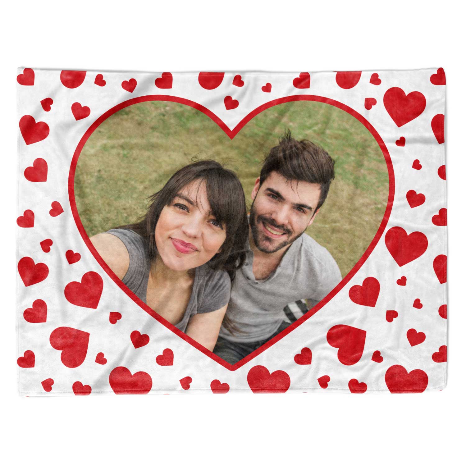 Red Hearts Photo Blanket