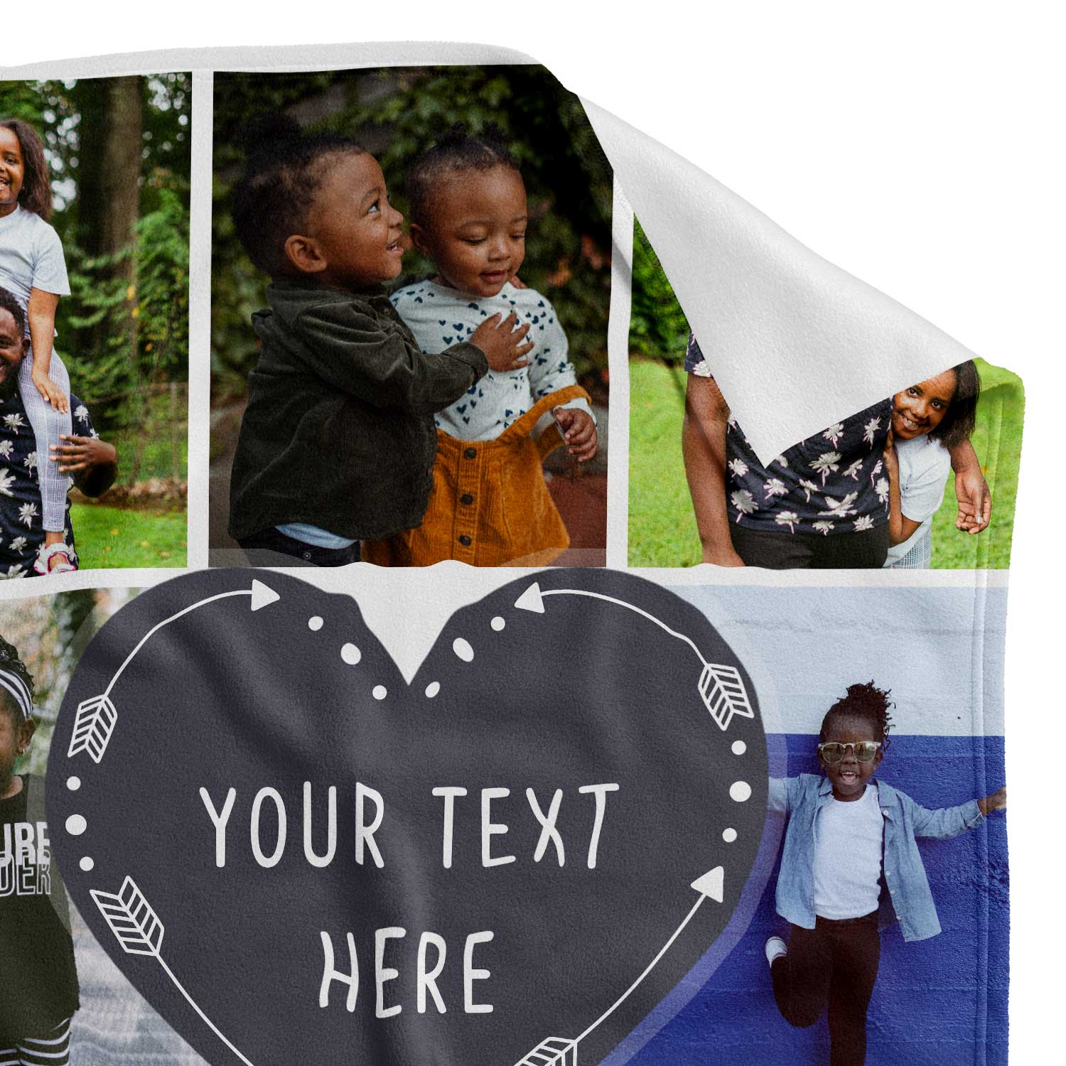 Photo Collage Personalised Blanket With Text Heart