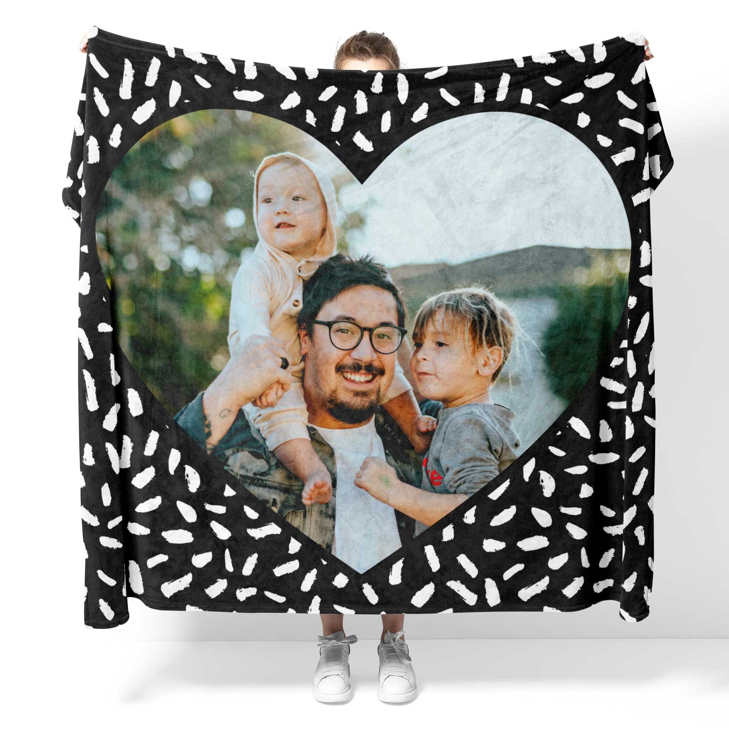 Doodle Heart Shaped Photo Blanket