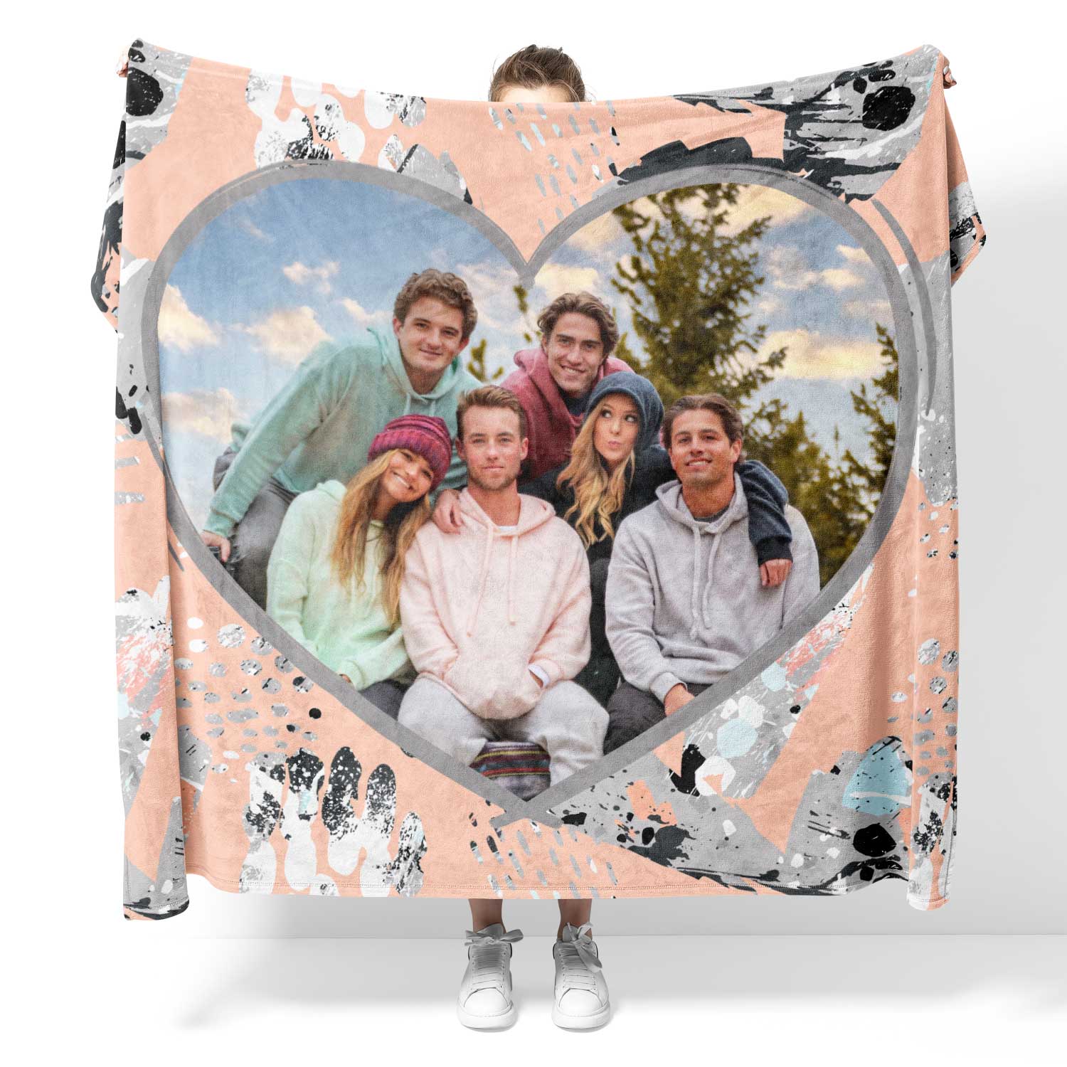 Abstract Textured Heart Personalised Blanket