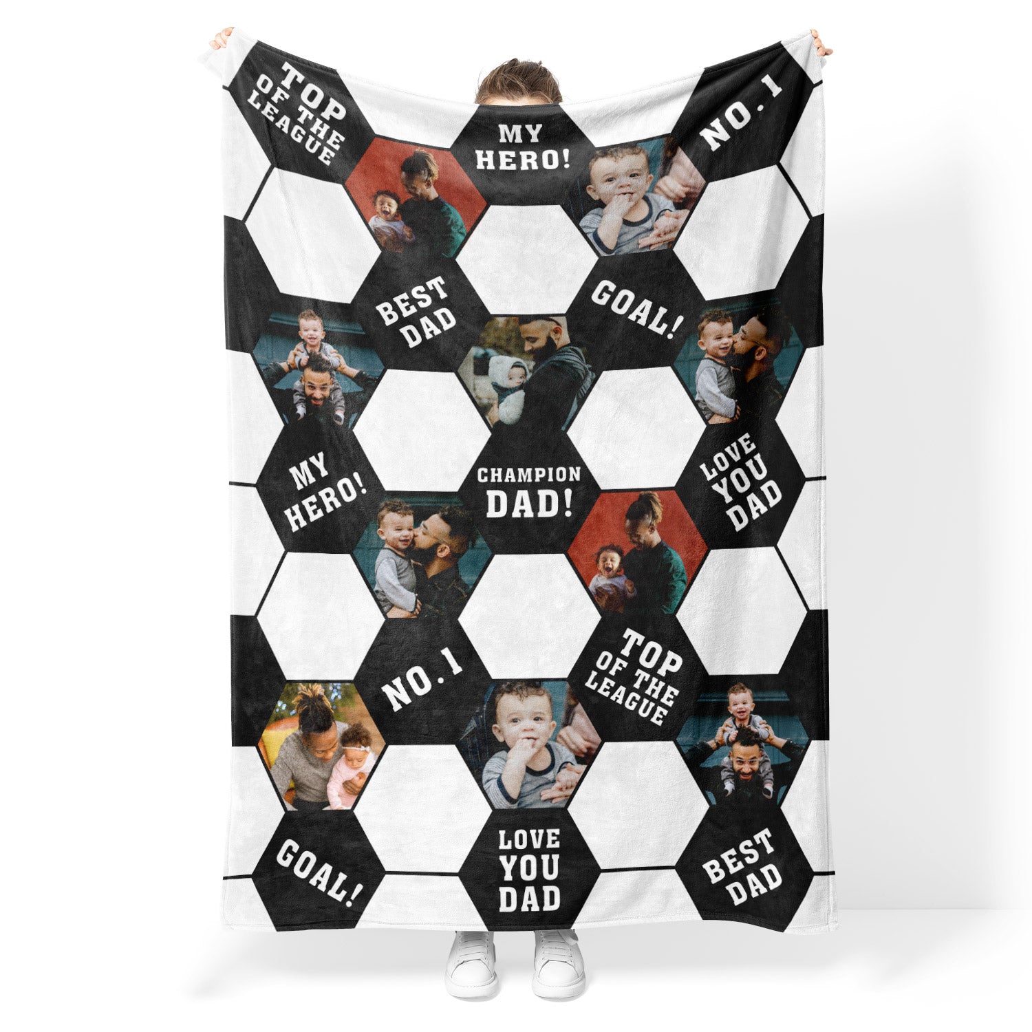 Champion Dad Football Personalised Blanket