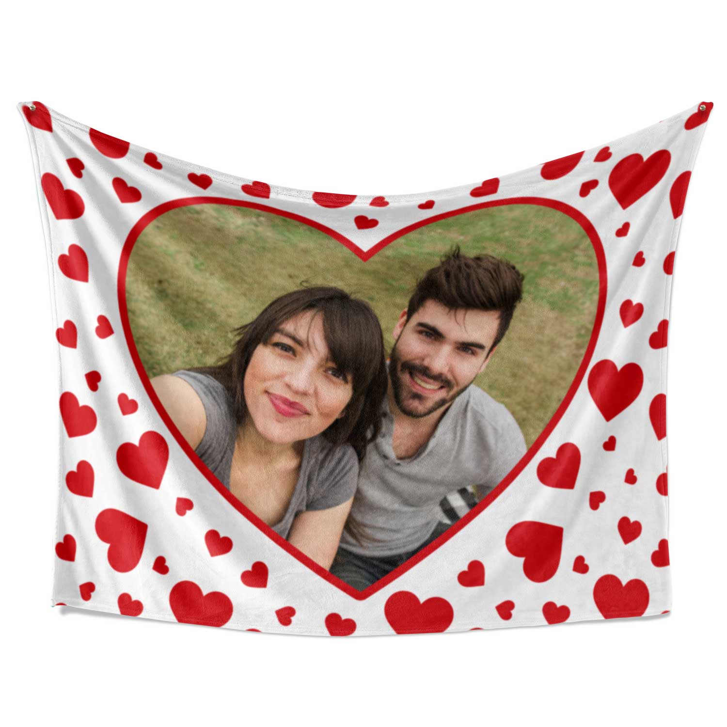 Red Hearts Photo Blanket