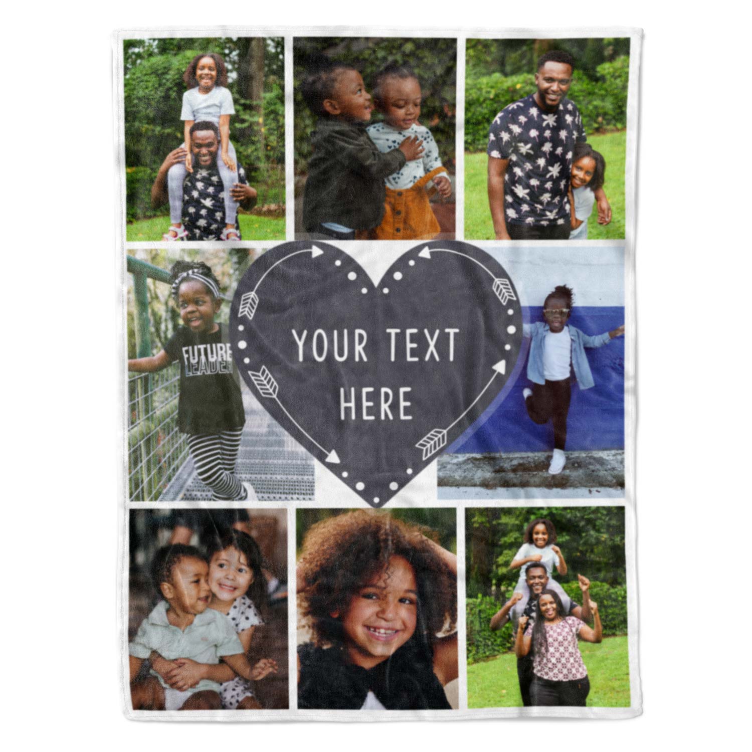 Photo Collage Personalised Blanket With Text Heart