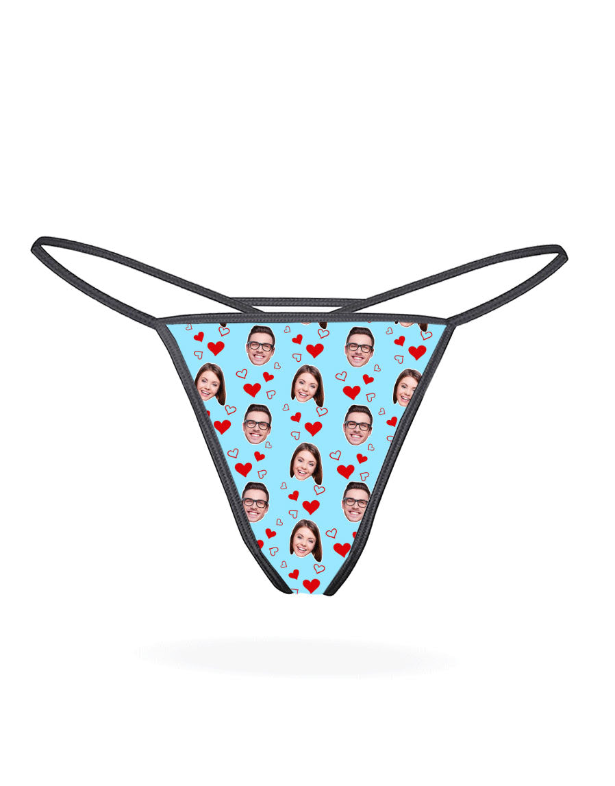 Couples Face Hearts Thong With Your Photo On