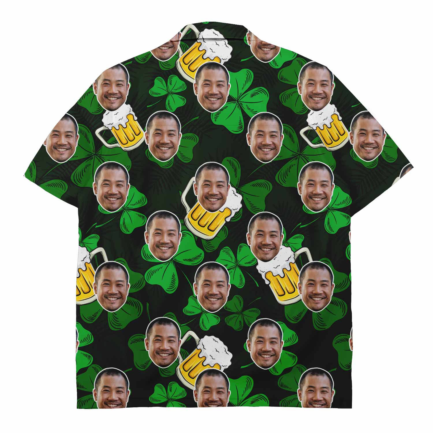 shamrock and beer design with face on shirt