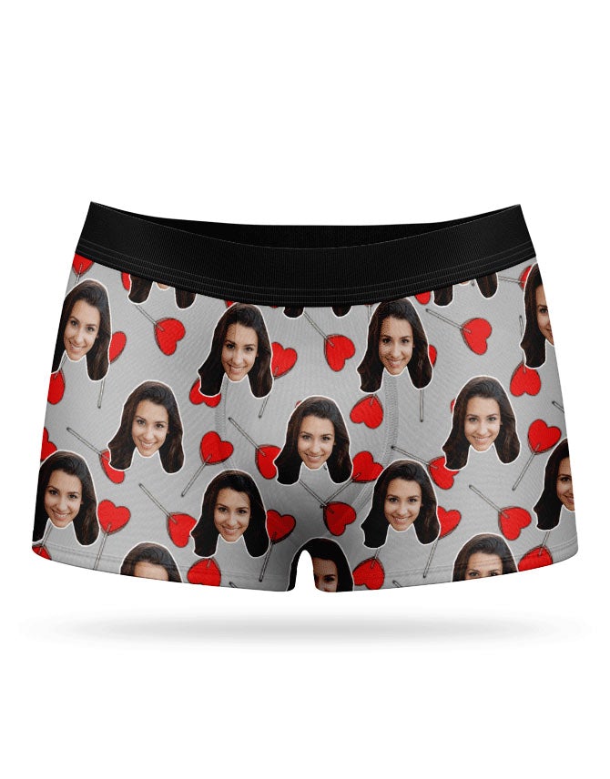 Your Face On Heart Lollipops Boxers