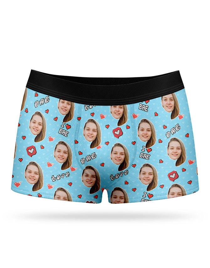 I Love Bae Boxers With Face On