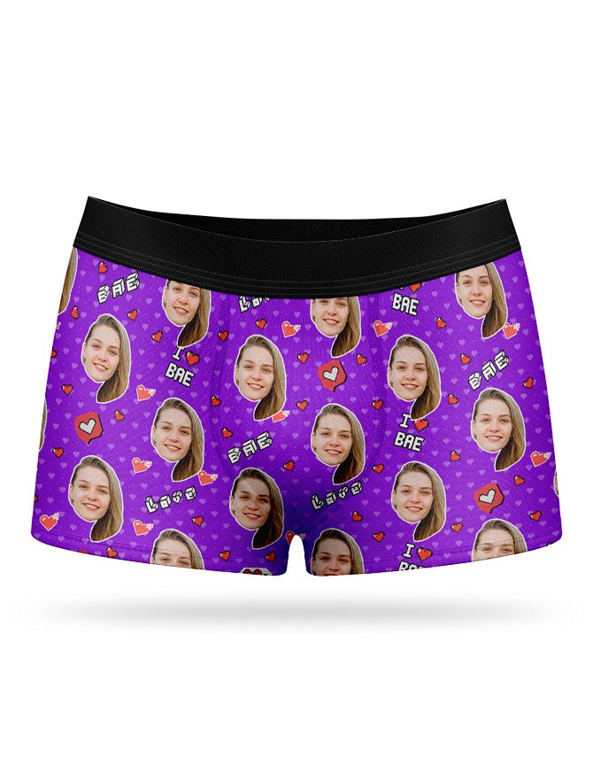 Purple I Love Bae Boxer Shorts