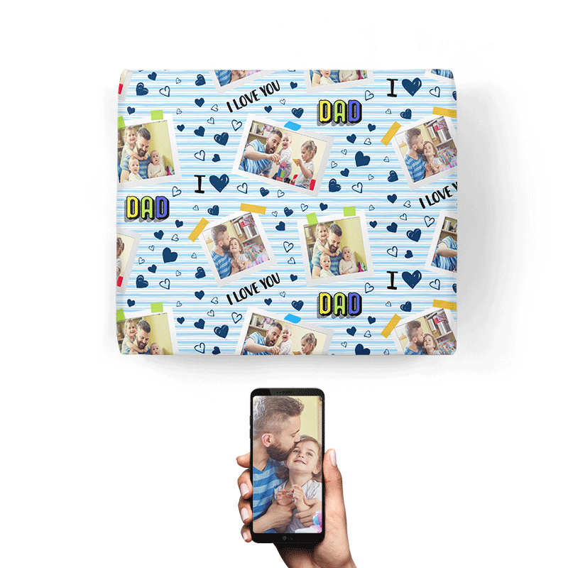 I Love You Dad Collage Wrapping Paper