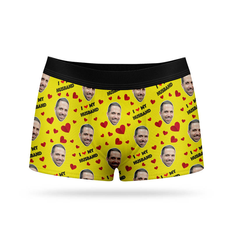 I Love My Husband Boxer Shorts With His Face