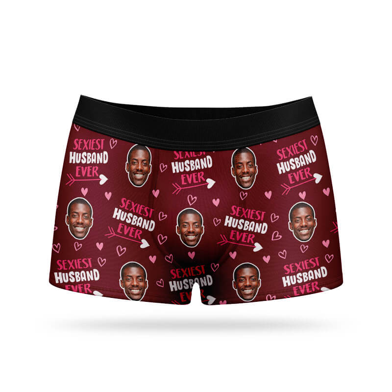 Personalized Face Men Boxers Briefs, Custom Romantic Husband Boyfriend