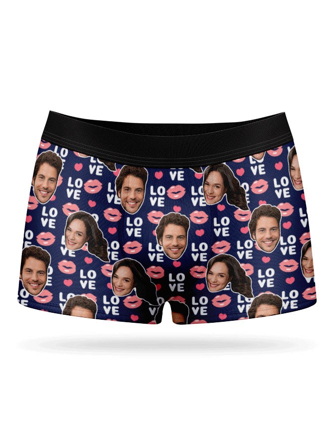 Couples Photos On Love Lips Boxer Shorts