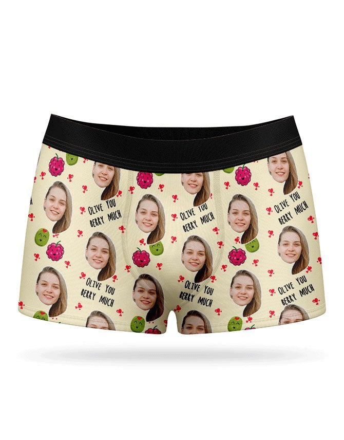 Personalised Olive You Berry Much Boxer Shorts