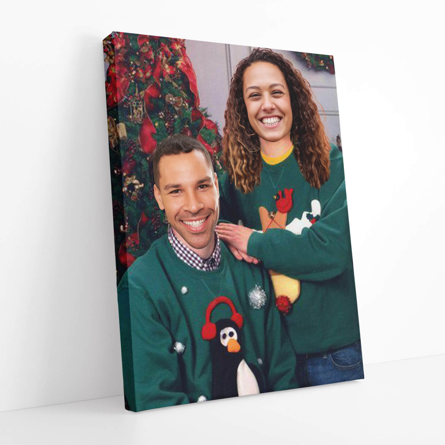 Christmas Couple Jumper Royal Portrait