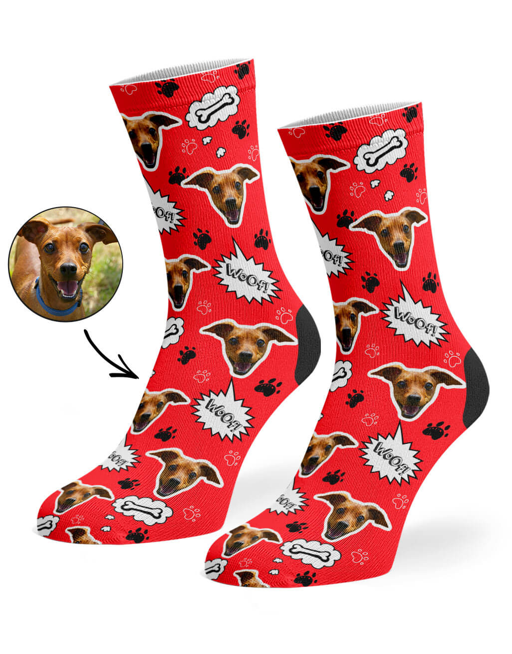 Your Dog Woof Printed On Socks