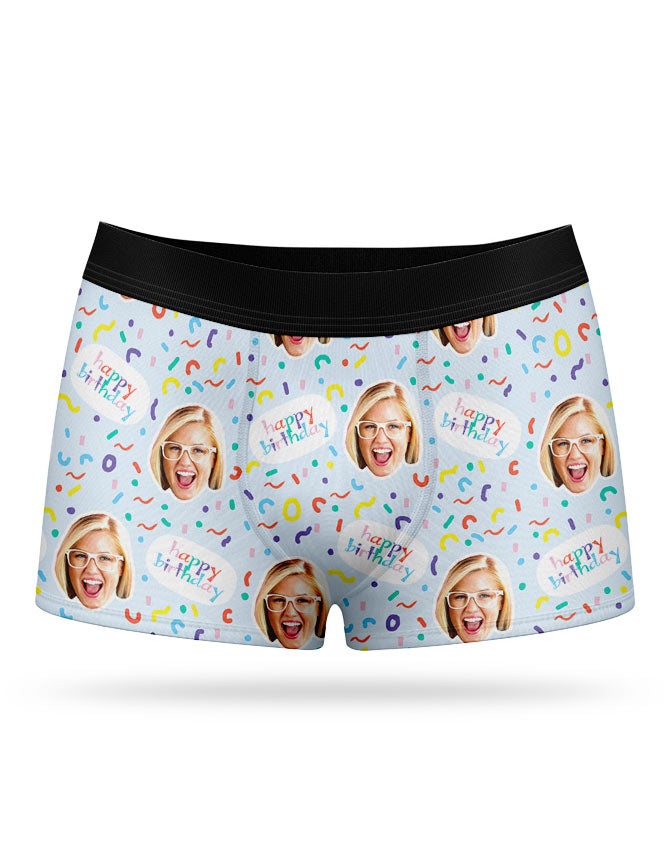 Blue Happy Birthday Face Boxers
