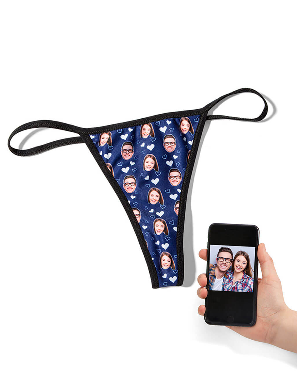 Couples Face Hearts Photo Thong