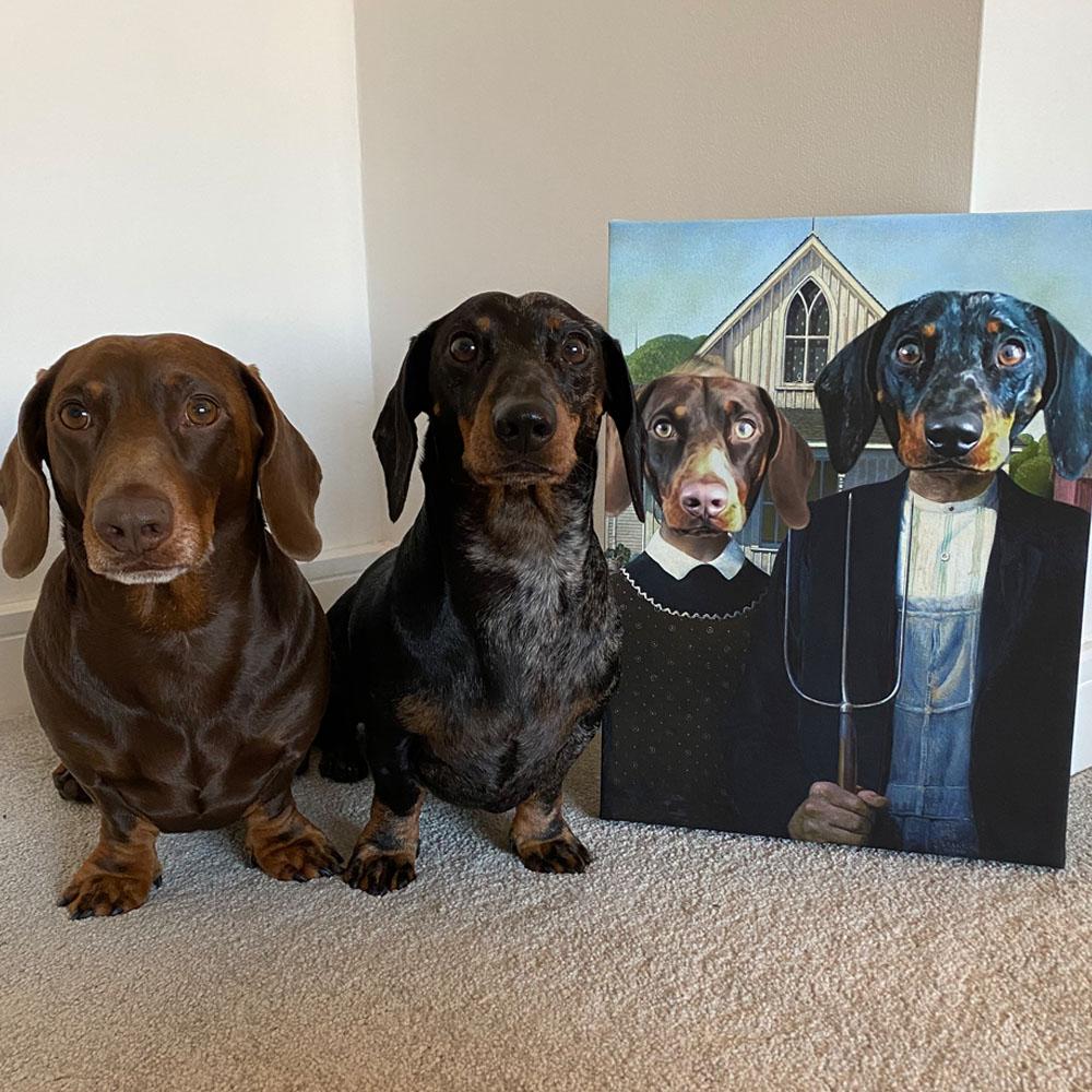 Dog Gothic Couple Portrait Canvas