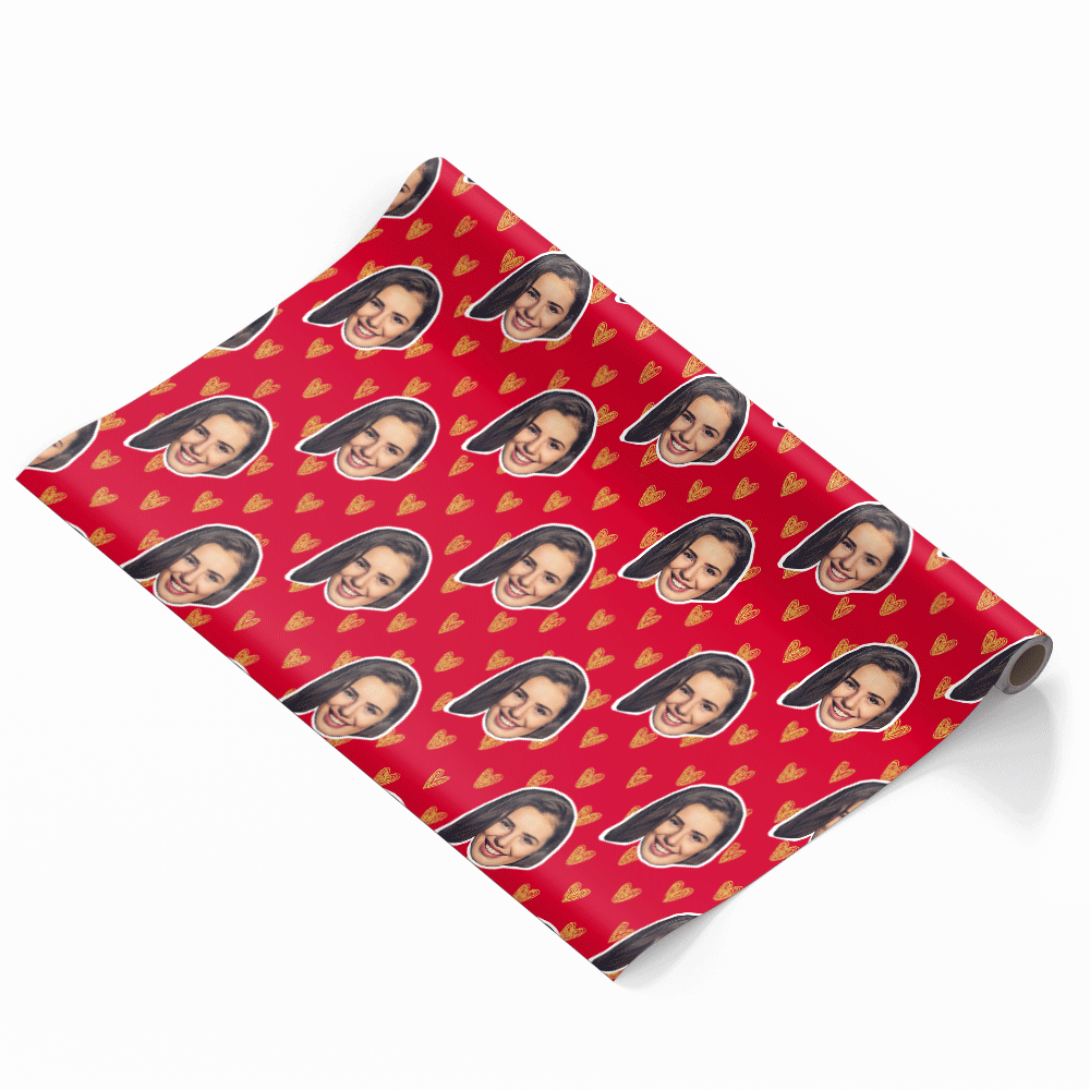 Your Face Hearts Wrapping Paper